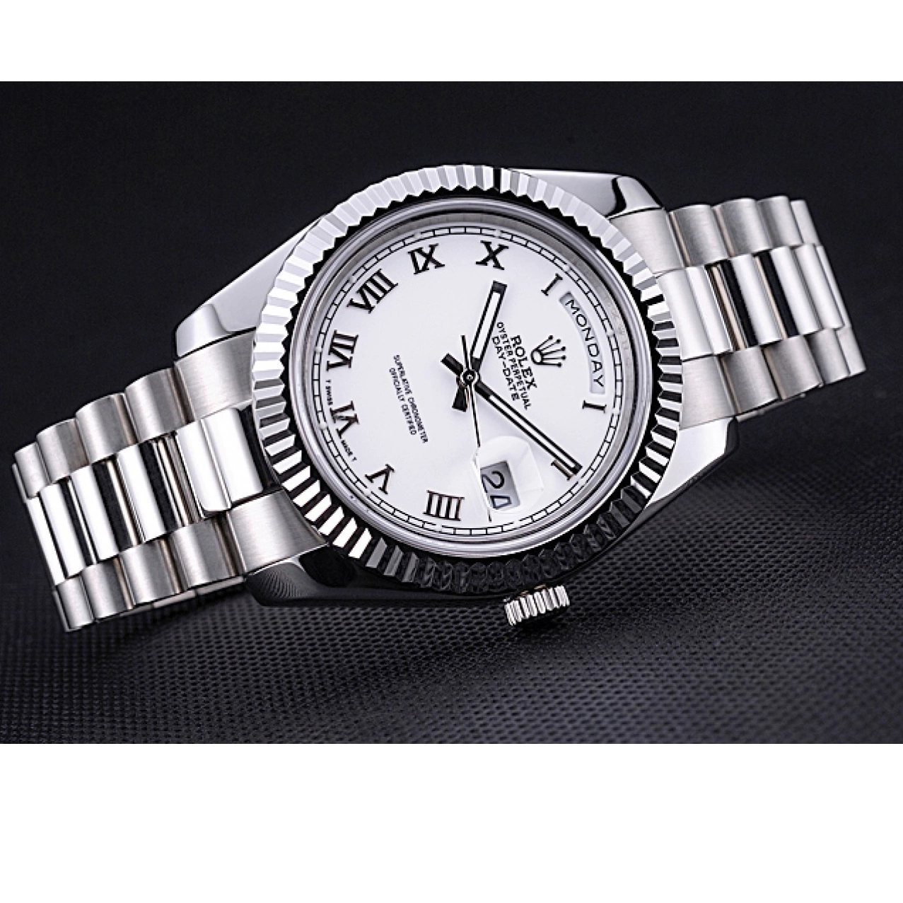 Aaa replica watch Rolex Stainless Dial Day-Date White 622547 Bracelet Steel 0707